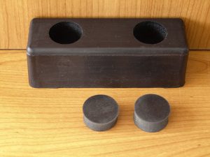 J & S HDDS1 Black Rubber Door Stop CW 2 Fixings to Wall or Skirting with Flush Caps