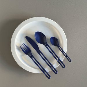Healsafe Safedine Plastic Cutlery Packs of 25 in Blue/White HSI-6