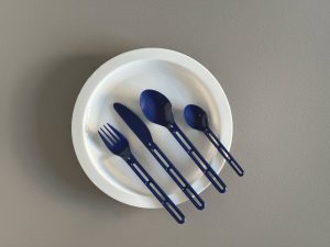 Healsafe Safedine Plastic Cutlery Packs of 25 in Blue/White HSI-6