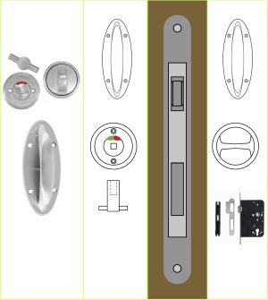 First Entry For Bathroom or Ensuite Door With Roller Bolt Latch INS-P2R